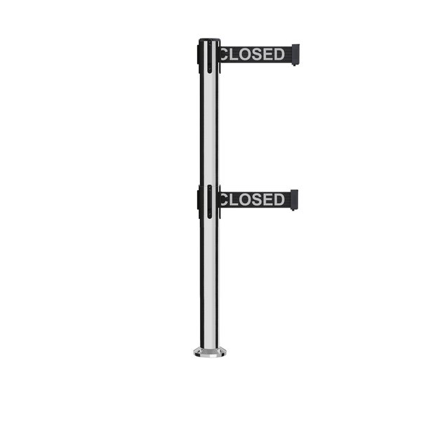 Montour Line Stanchion Dual Belt Barrier Fixed Base Pol.Steel Post 9ft.Line...Belt MX630DF-PS-THISLBW-90